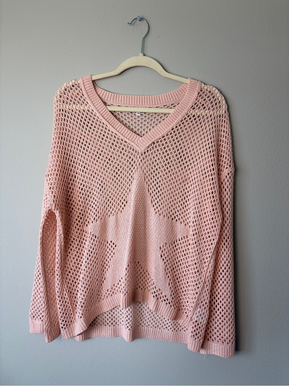 Miracle Light Pink Crochet Star Sweater Size S/M